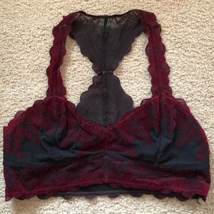 Free People velvet laced halter bra